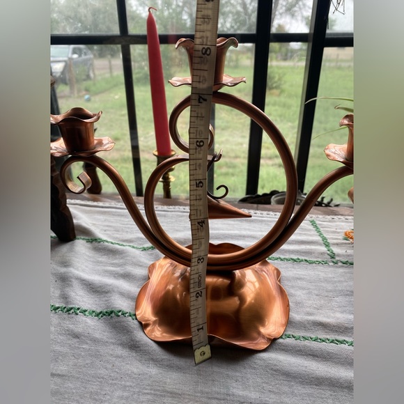 VTG Gregorian Copper Candelabra- Mid Century, 1950’s! 3 Arms Hanging Snuffer! - Picture 14 of 14